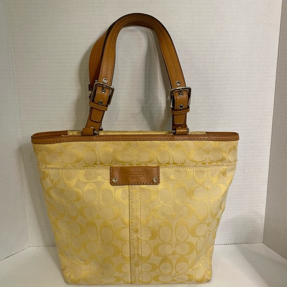 Coach Handbags - Coach yellow signature tote bag